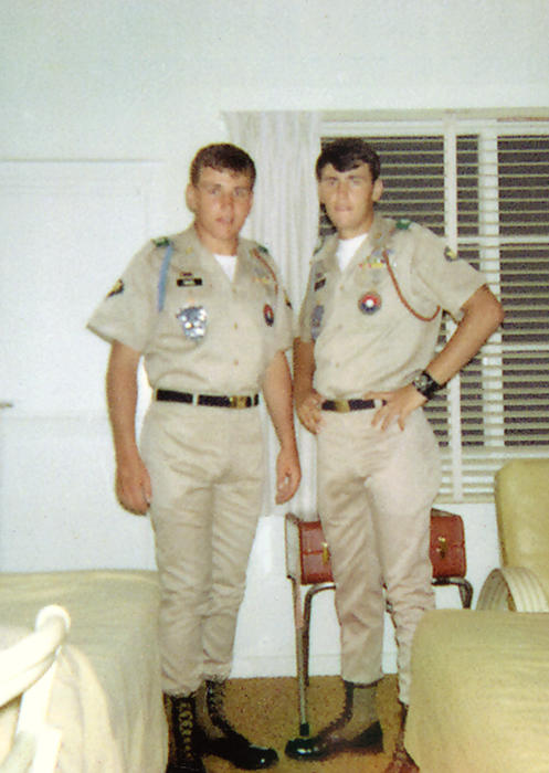 Chuck is pictured with his brother, Tom, in Army uniforms. They served together in Vietnam from 1967-1968., UNO Libraries' Archives &amp; Special Collections