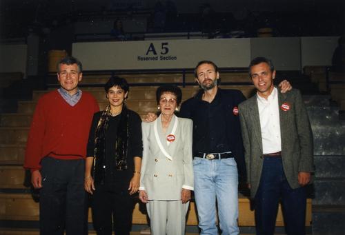 Chuck Hagel with wife, Lilibet Hagel, and mother, Betty Hagel, and brothers, Tom and Mike Hagel, at the Lee Greenwood Concert., UNO Libraries' Archives &amp; Special Collections